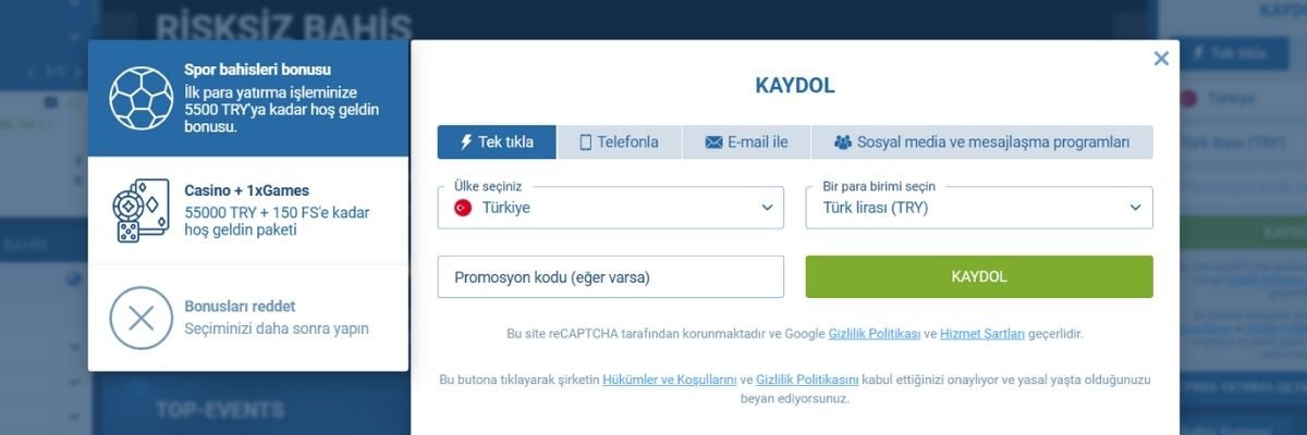 1xbet Üyelik İşlemleri